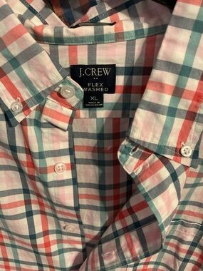 J. Crew Men’s Pink, Green & Blue Plaid Button-Down Shirt